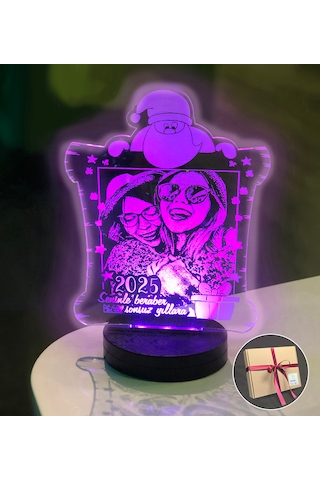 Yılbaşı Hediyesi Kişiye Özel Dikdörtgen Kardan Adam 3d Led Gece L