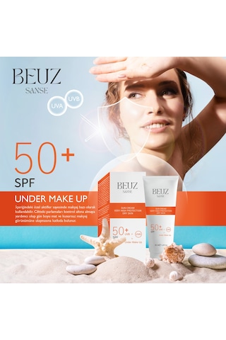 Beuz Sanse Kuru Ciltler için Çok Yüksek Korumalı Güneş Kremi & Makyaj Bazı SPF50+ 50 ML