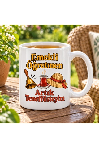 Storeşahin Emekli Öğretmen Artık Teneffüsteyim Tasarımlı Porselen Kupa - Model 393 Shn0720 Çok Renkli