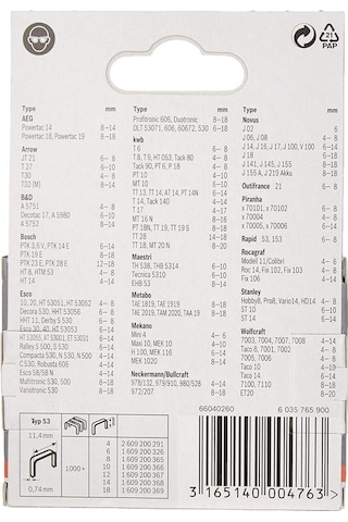 Bosch Zımba Teli Tip53 6mm 1000 Adet 1609200326