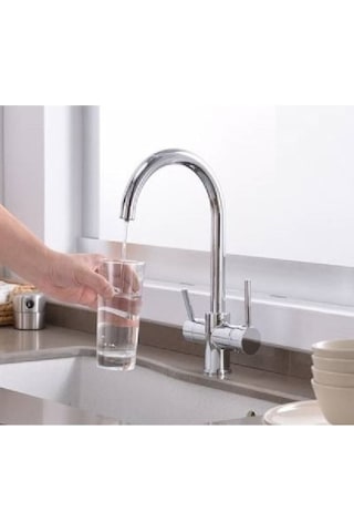 Üç Girişli Su Arıtıcı Mutfak Evye Bataryası Dual Flow Yeni Tasarım Arıtma Musluk Siyah Beyaz Krom