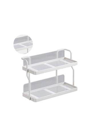 Çift Katmanlı Mutfak Baharat Fincan Raf Tezgah Duvara Monte Karbon Çelik Depolama Rafı