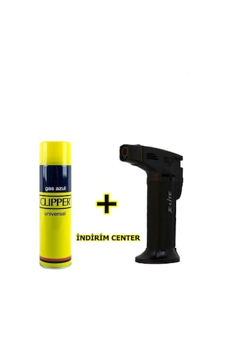 X-Lite 1300 Derece Pürmüz Çakmak Büyük Boy + Clipper Gaz 250 Ml Siyah