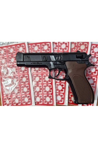Oyuncak Baretta Silah Kapsül Patlatan Polis Tabanca Ful Demir Ağır Metal 22 Cm 5 Paket Kapsüllü