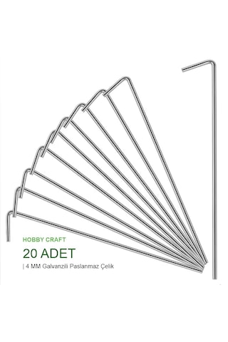 Crea-eco L Kazık Çadır Ve Bitki Örtüsü Sabitleme Kazığı 20 Adet 30 Cm - 4 Mm Galvanizli Paslanmaz Sabitleme Kazığı - Branda, Çadır, Örtü Ve Peyzaj Sabitleme Çivisi Açık Gri