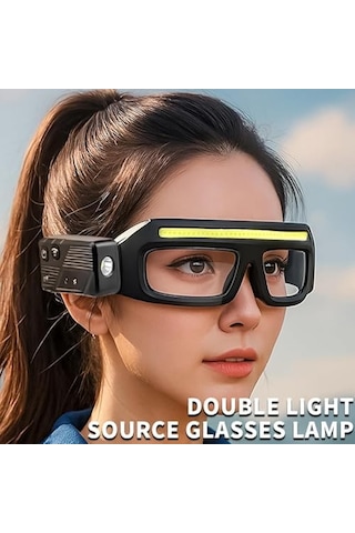 Hareket Sensörü Ve Dokunmatik Kontrollü Led Koruycu Güvenlik Gözlük, Gece Koşusu, Kamp, Balıkçılık, Bisiklet, Yürüyüş, Kitap Okuma Eller Serbest Aydınlatma İçin 5 Modlu Usb C Işıklı Sarı