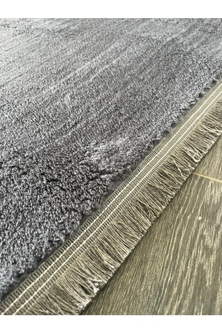 Melena Carpet Premium Peluş Yolluk Kaymaz Taban Yumuşak Dokulu Oval Modern Halı Antrasit