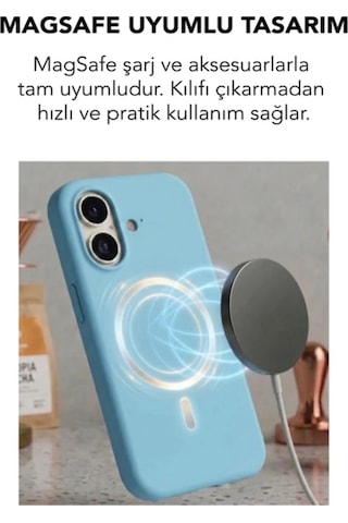 Apple İphone 17 Uyumlu Magsafe Lansman Silikon Kılıf Turkuaz
