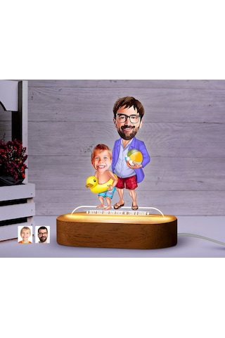 Bk Gift Kişiye Özel Baba-oğul Karikatürlü Dekoratif 3d Biblo Led Işıklı Gece Lambası-9, Babaya Hediye, Babalar Günü Hediyeleri Kobitmeyen138261 Bk Gif