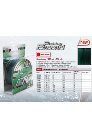 Lineaeffe Japan Braid 8X 8 Kat Örgü Ip Dynema Misina 135M Yeşil