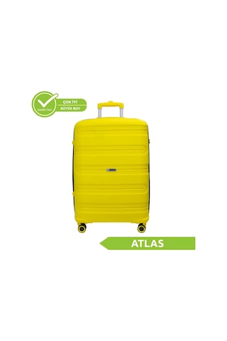 Vegmann Polipropilen Pp Atlas Sarı Büyük Boy Valiz Sarı