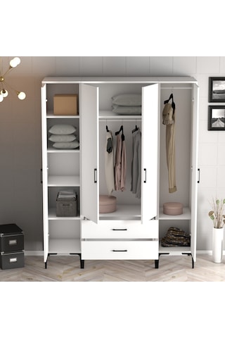 Variant Kumsal 4 Kapılı Rtr Gardrop - Beyaz / Beyaz