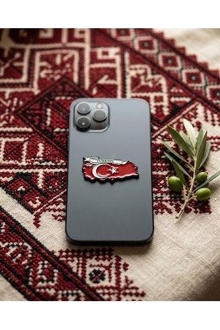 Türkiye Haritası İçinde Bayrağı Telefon Sticker 3d Metal Tasarım, Premium Kalite Arka Süs A300130 Diğer