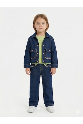 Xo Kids Kız Çocuk 3lü Alt Üst Kombin Takmı 1-4 Yaş Set0475 Mavi