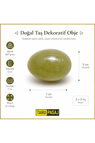 Oniks Doğal Taş Yumurta Obje El Yapımı Dekoratif Taş Biblo 2x3 İnç Su Yeşili