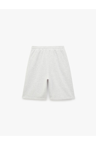Koton Beli Lastikli Pamuk Karışımlı Rahat Kesim Şort Pijama Altı Gri Melanj 7wlk40269mk