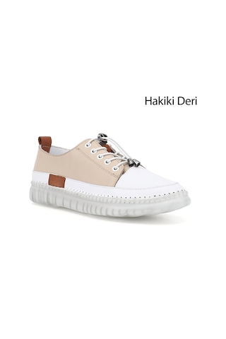 Diğer Kadın Bej Bağcıklı Hakiki Deri Sneaker Ddza80742321 Bej