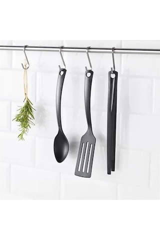 Sumuhome Gnarp Mutfak Gereçleri Seti Maşa Kaşık Spatula Siyah 3 Parça Siyah