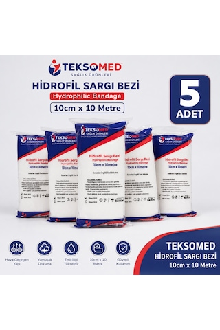 Teksomed Hidrofil Sargı Bezi 10cmx10 Metre 5 Adet