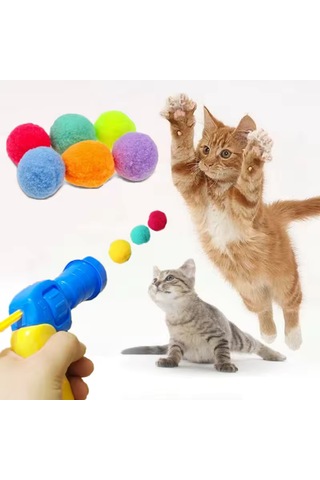 Tineke İnteraktif Kedi Oyun Tabancası 3 Adet Peluş Top