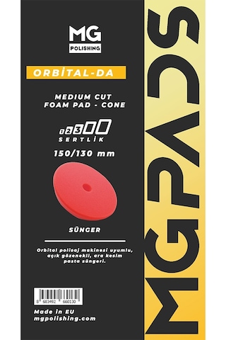 Mg Pads Orbital Ara Kesim İnce Pasta Süngeri Kırmızı - 150/130