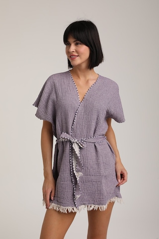 Life For Moda Kadın Kuşaklı Müslin Pareo Kimono P 80 Mor
