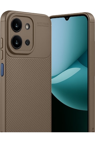 Xiaomi Redmi 15c 5g Uyumlu Kılıf Karbon Tasarım Kamera Korumalı Silikon Telefon Kılıfı Kapak Kahverengi