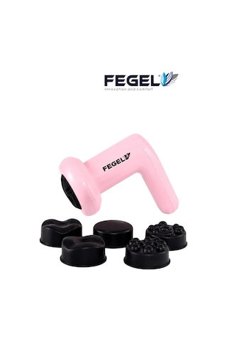 Fegel FG-720 6 Kademeli 5 Başlıklı Şarjlı Profesyonel Masaj Tabancası Pembe