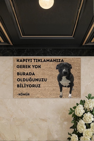 Köpeğiniz, Kediniz İle Özel Tasarım Paspas Yüksek Kaliteli Dijital Baskılı Kaymaz Kapı Önü Paspası Bej
