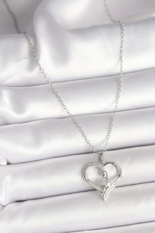 316l Çelik Gümüş Renk Zincir Zirkon Taş Detaylı Kalp Model Kadın Kolye Çok Renkli