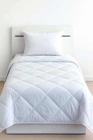 Niron Tek Kişilik Yorgan + 1 Adet Yastık Seti 155x215 Cm 4 Mevsim Mikrofiber Konfor Beyaz