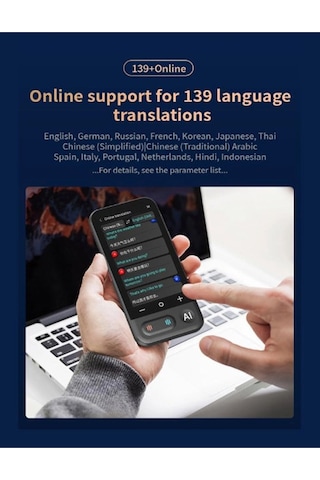 Kameralı 140 Dilde Wifi Özellikli Translator Elektronik Çeviri Türkçe Menü