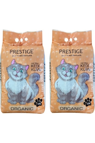 Prestige Doğal Kokusuz İnce Taneli Topaklaşan Bentonit Kedi Kumu 2 x 10 L