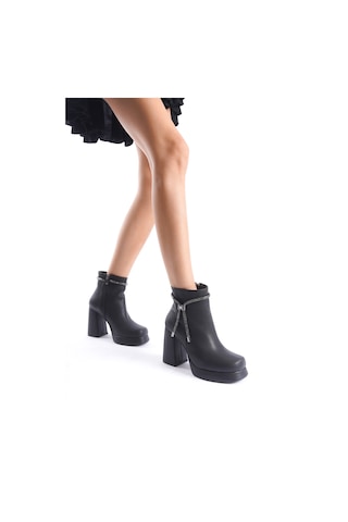 Sofya Kadın Yanı Taşlı Ortopedik Soğuk Geçirmez Bot Siyah