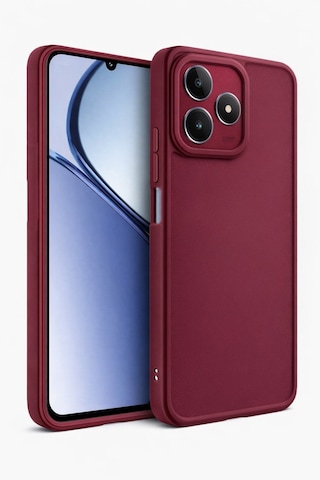 Realme C63 Uyumlu Kamera Çıkıntılı Mat Silikon Telefon Kılıfı Bordo