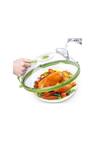 Su Buharlı Pişirici Saplı Mikrodalga Sıçrama Kapağı Plastik Bulaşık Kase Plaka Servis Kapağı