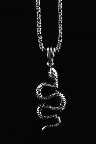 Omar Silver Erkek Kral Zincirli Yılan Model Gümüş Kolye