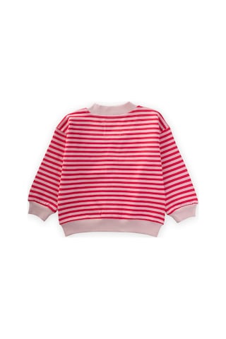 Çizgili Triko Hırka 0-4 Yaş Pudra Mercan Pudra