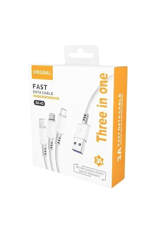 3ü1 Arada Usb Kablo. Şarj Kablosu, Çoklu Sarj Kablosu 3 Uçlu Type-c Uyumlu
