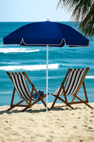 Premium Plaj Şemsiyesi Kaygan Kumaş Katlanır Deniz Bahçe Balkon Plaj Şemsiyesi Güneşlik Şemsiye 2 Metre Mavi