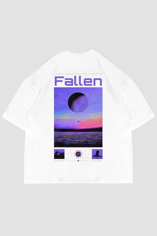 Startmore Fallen Sırt Baskılı Oversize Unisex Beyaz Beyaz