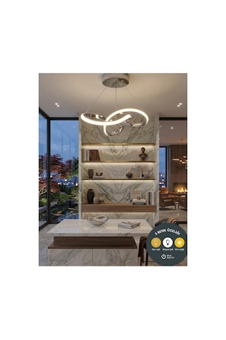 Kar Çiçeği Krom Avize Sarkıt 3 Renk Ledli Modern Salon Mutfak Çocuk Odası Ve Antre Aydınlatma