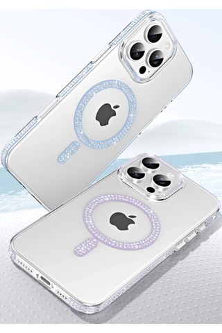 Joko Apple iPhone Uyumlu 15 Pro Move Taşlı Magsafe Kapak - Natural Grey Gri