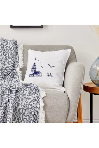 Karaca Home Kız Kulesi İndigo Throw Kırlent 200.19.01.0501