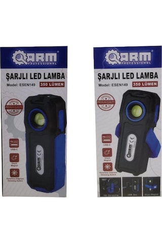Arm Esen 149 Şarjlı Led Fener Power Bank 350 Lümen Siyah