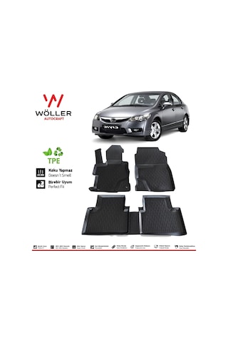 Honda Civic Fd6 Paspas 2006 - 2012 Arası 3D Havuzlu Wöller Paspas