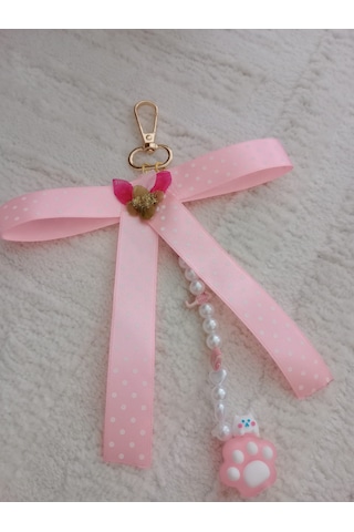 Wisheratelier Pati Temalı Çanta Charmı Beyaz - Pembe