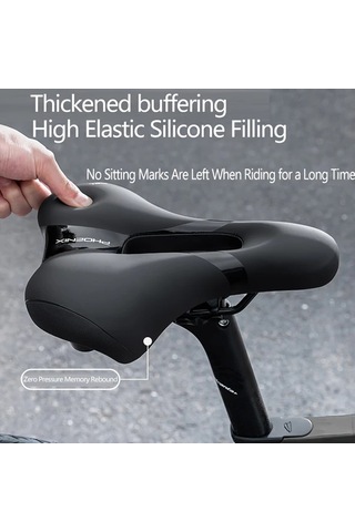 Motion003 1 Phoenix Bisiklet Koltuğu Yüksek Elastik Silikon Dolgulu Sıfır Basınç Bellek Teknolojisi Rahat Su Geçirmez Nefes Alabilen Dağ Bisikleti Koltuk Yastığı Şık Siyah Kolay Temizleme Altın