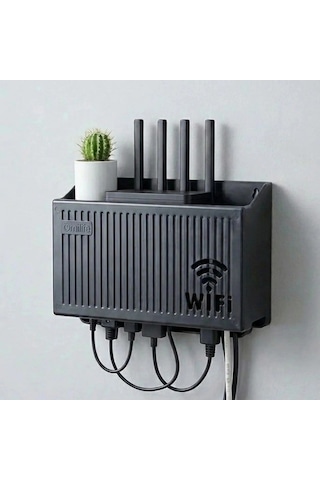 Duvar Tipi Wi-fi Modem Saklama Kutusu Siyah Kablo Düzenleyici Router Raf Organizer 5468