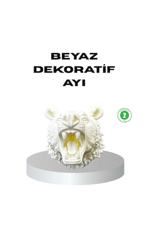 Özel Tasarım Beyaz Ayı Duvar Aksesuarı 3d Dekoratif Heykel 25x19 Cm